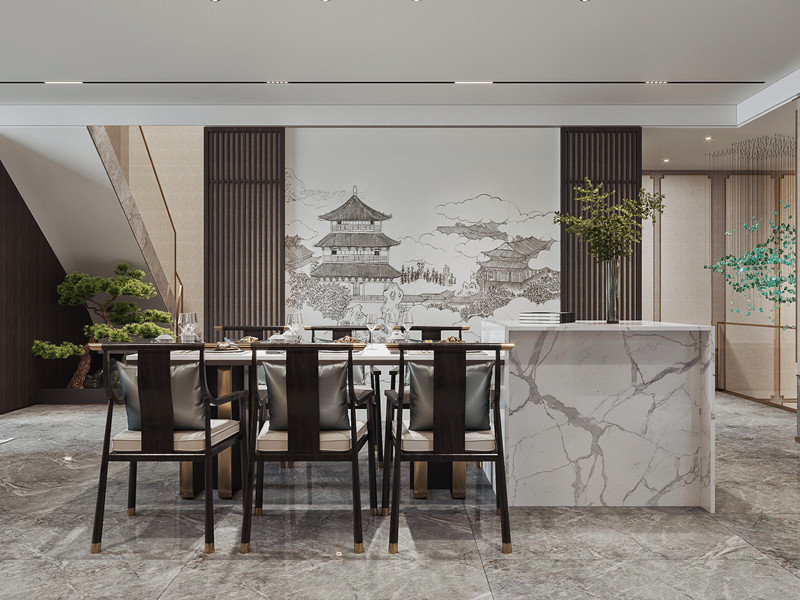 别墅新中式风格餐厅 别墅新中式风格餐厅